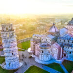 Leaning Tower of Pisa - Aerial - December 2017 - Sunset